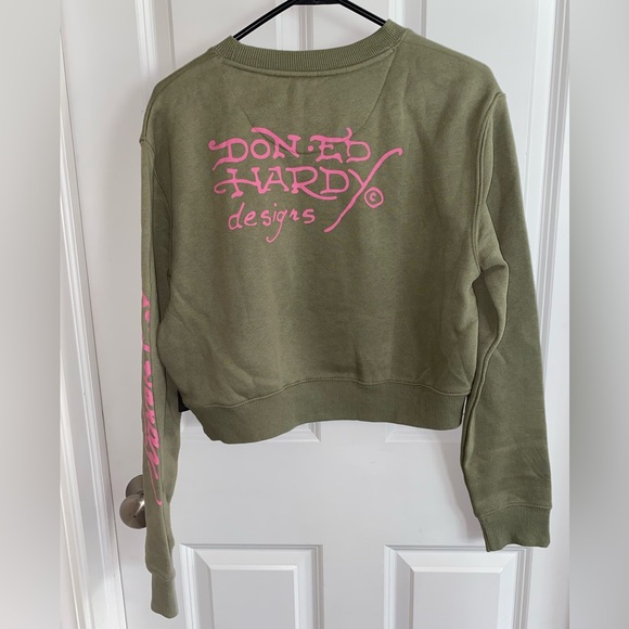 Ed Hardy Khaki Women's Sweatshirt with Panther Design - Picture 5 of 5